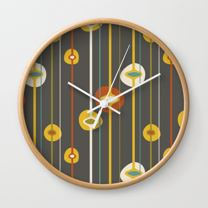 Mid Century Modern Baubles Seamless Pattern 25 Wall Clock
