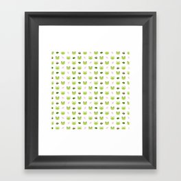 Frogs, Dragonflies and Lilypads on White Framed Art Print