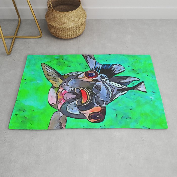 Cartoon Style Blackmoor Goldfish With Gaping Mouth Rug