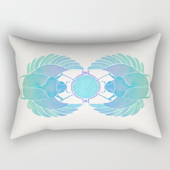 Egyptian Scarab – Turquoise Ombré Rectangular Pillow