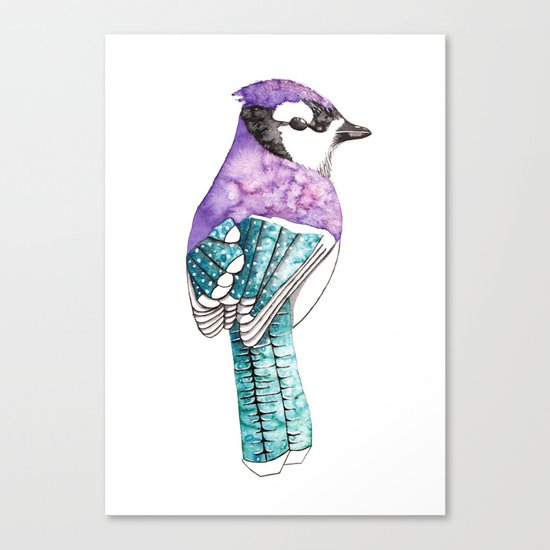 Abstract Watercolour and Ink Bird Canvas Print