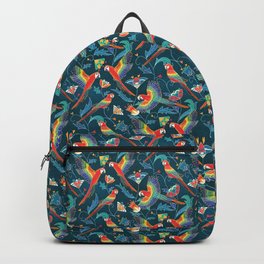 Gold Enamel Red Macaws Backpack