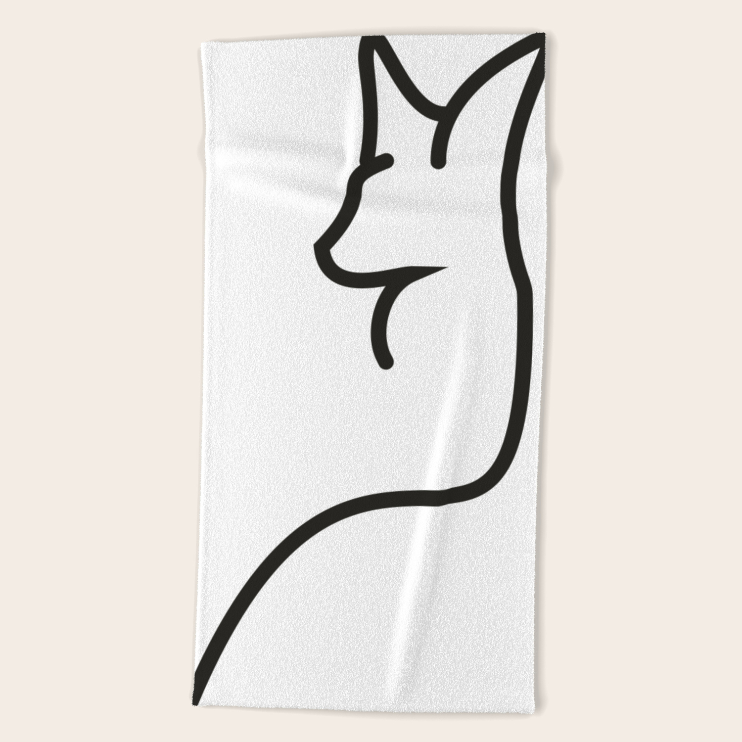 Minimalistic Cute Elegant Fox Drawing Lineart Beach Towel By Guntah Society6,Easy Pattern Sketch Marigold Flower Drawing