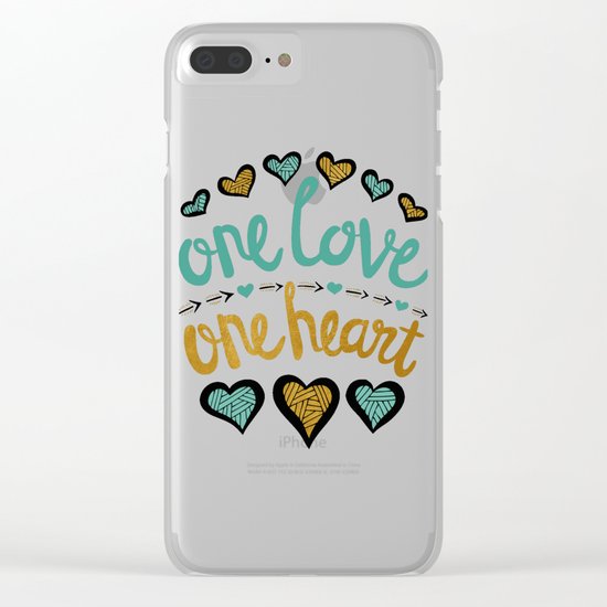 One Love One Heart Clear iPhone Case