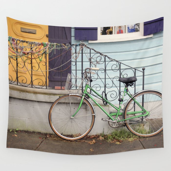 New Orleans Mardi Gras Bicycle Wall Tapestry