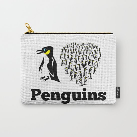 I Love Penguins Heart Carry-All Pouch