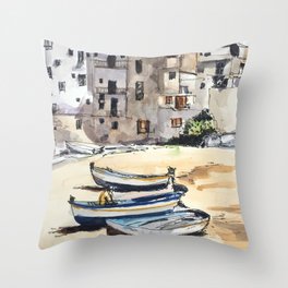 Italian Fishing Village Throw Pillow