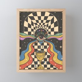 psychedelic illustration with an all-seeing eye and a goblet optical illusion background Framed Mini Art Print