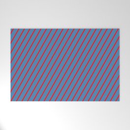 [ Thumbnail: Red and Blue Colored Lines/Stripes Pattern Welcome Mat ]