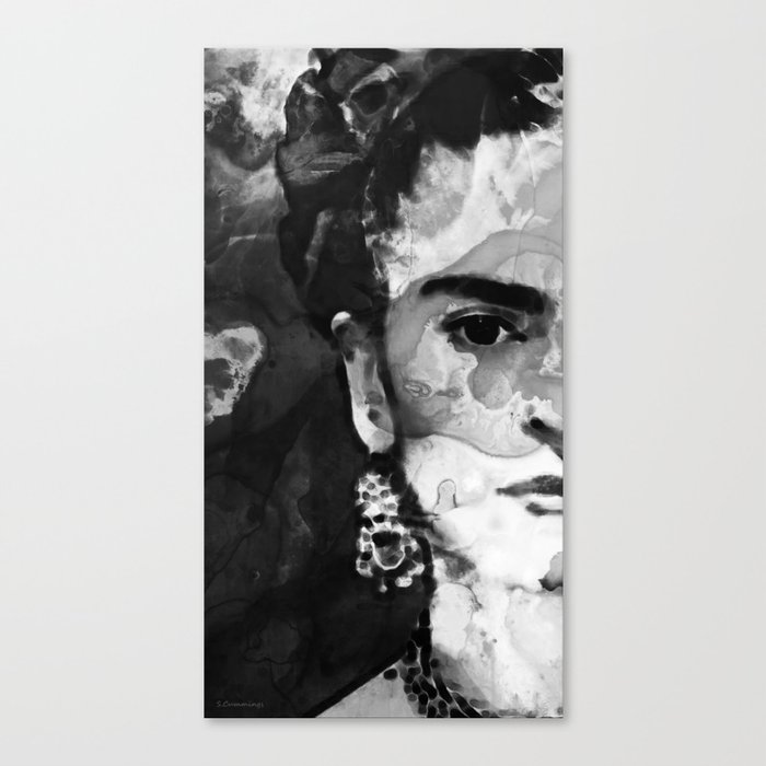 Black And White Frida Kahlo by Sharon Cummings Canvas Print