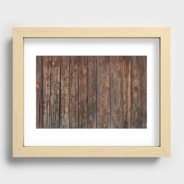 Vintage rustic wood background texture with knots.  Recessed Framed Print