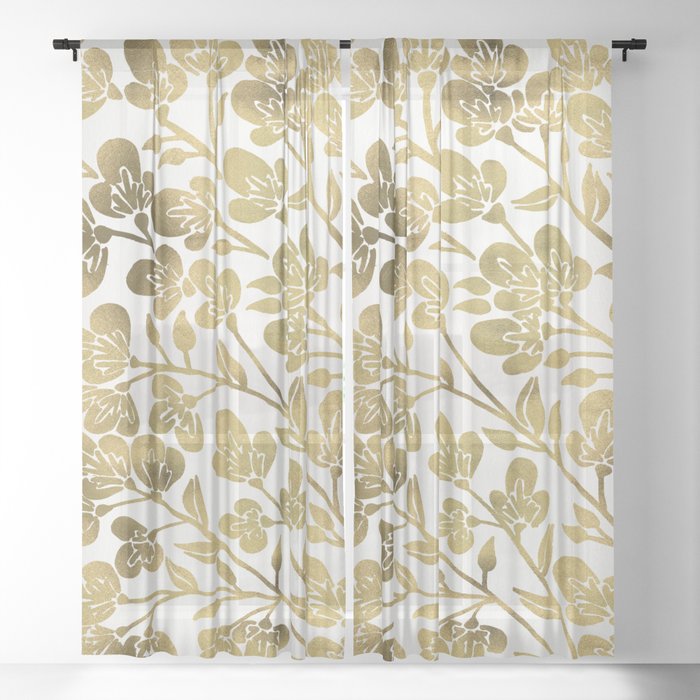 Cherry Blossoms – Gold Palette Sheer Curtain