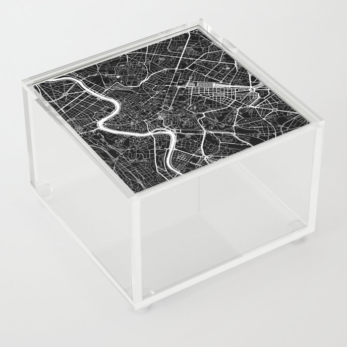 Rome, Italy, City Map - Black Acrylic Box