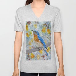 Springtime Eastern Bluebird V Neck T Shirt