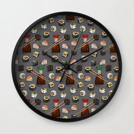 Never-Ending Sushi  Wall Clock | Sushirolls, Japanesefood, Soysauce, Californiaroll, Salmonroll, Spicytunaroll, Tamago, Japaneserestaurant, Chef, Foodillustration 