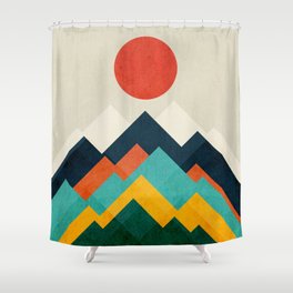 The hills are alive Duschvorhang | Digital, Mountain, Colorful, Nature, Other, Landscape, Painting, Minimalism, Curated, Geometric 