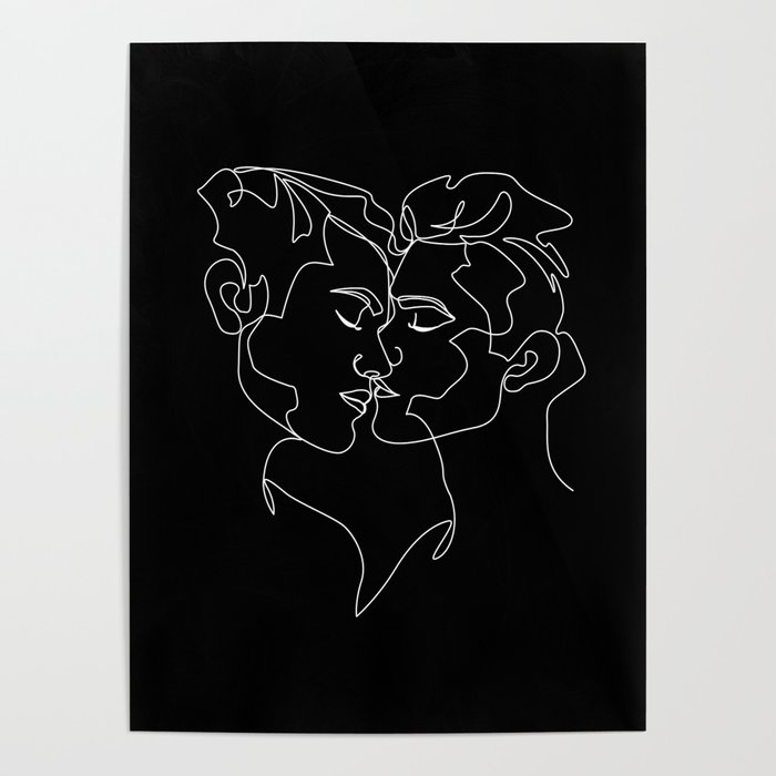 Gay love line art-black Poster