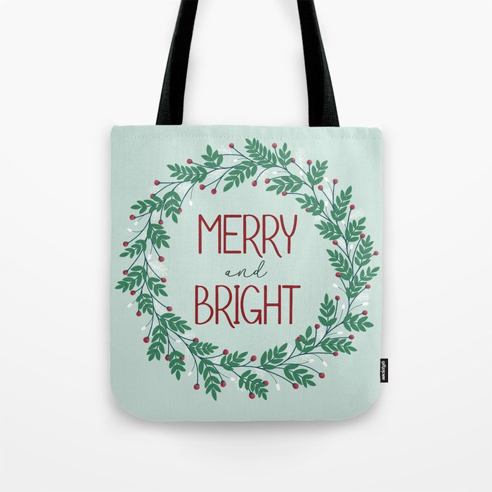 Merry and Bright Wreath Tote Bag