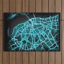 Liverpool, England, Blue, White, Neon, Glow, City, Map Outdoor Rug