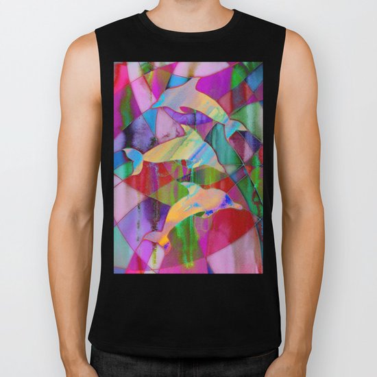Caught in rainbow nets Biker Tank