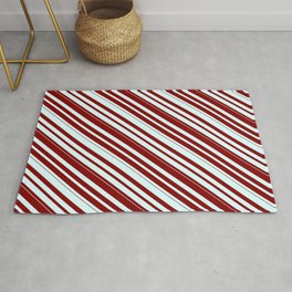 [ Thumbnail: Light Cyan & Maroon Colored Lined/Striped Pattern Rug ]