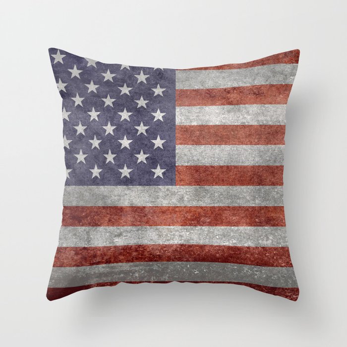 US Flag in Retro Grunge Throw Pillow