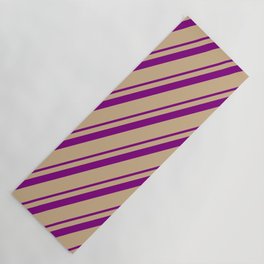 [ Thumbnail: Purple & Tan Colored Lines Pattern Yoga Mat ]