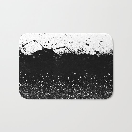 Black and White Splatter Theme Bath Mat