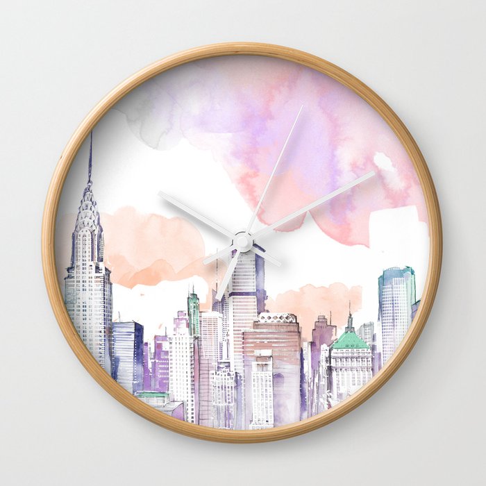 Pastel NYC Wall Clock