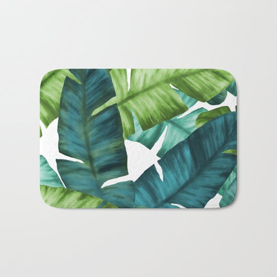 Tropical Banana Leaves Unique Pattern Bath Mat