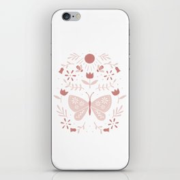 Folk Butterfly And Honey Bee | Pink iPhone Skin