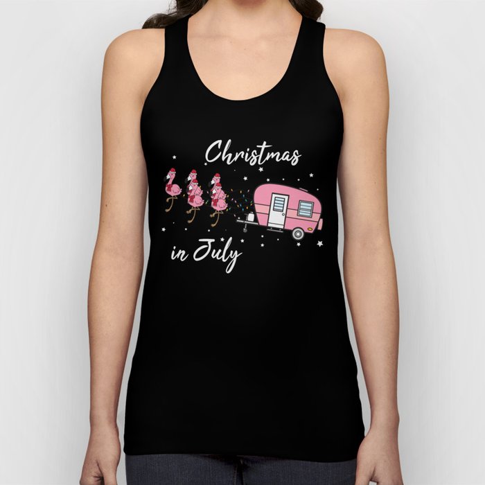 Christmas In July Flamingo Camping Tank Top