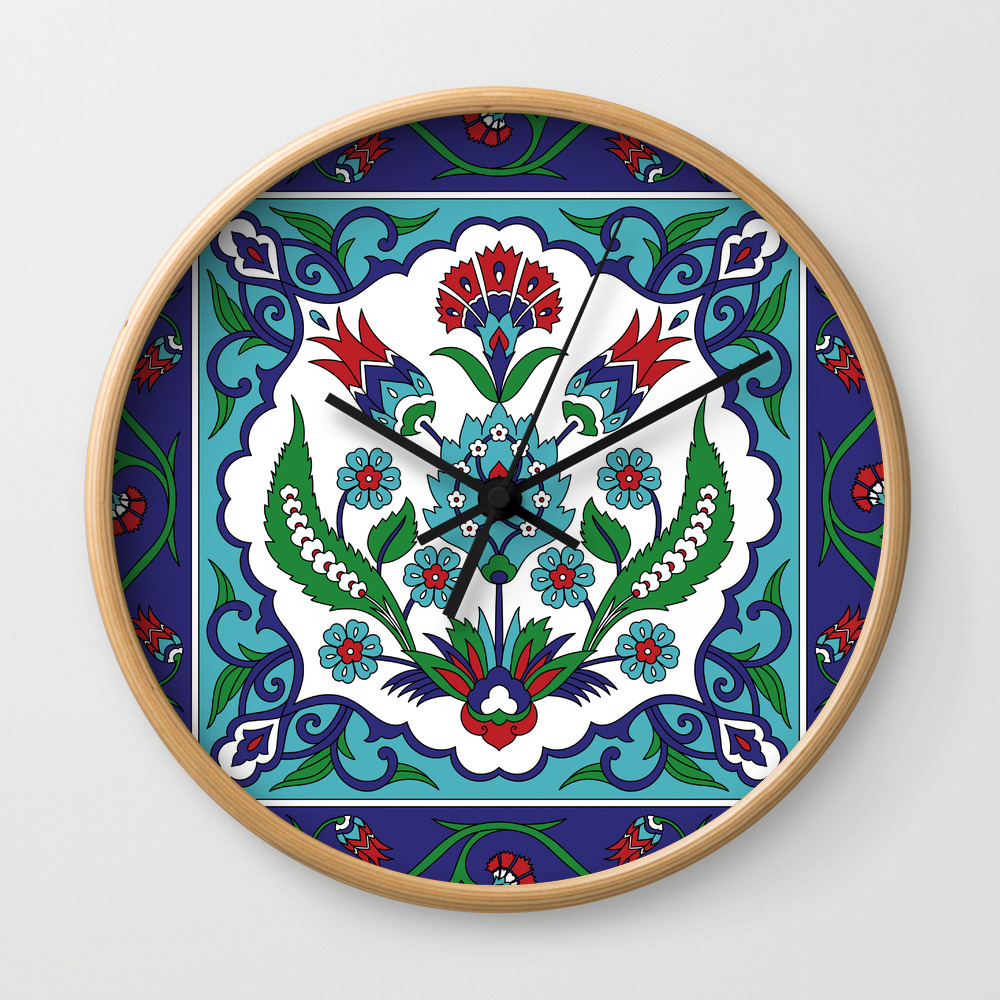Turkish Tile Pattern Vintage Iznik Ceramic With Tulips Wall
