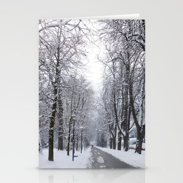 Innsbruck snowed out street Stationery Cards