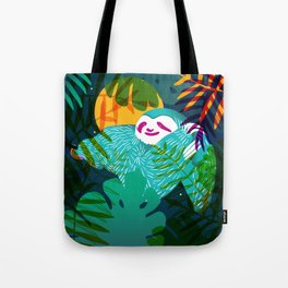 jungle bear Tote Bag | Art, Slothbear, Love, Design, Bear, Tropical, Natur, Color, Palm, Warm 