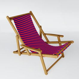 [ Thumbnail: Dark Blue and Red Colored Pattern of Stripes Sling Chair ]