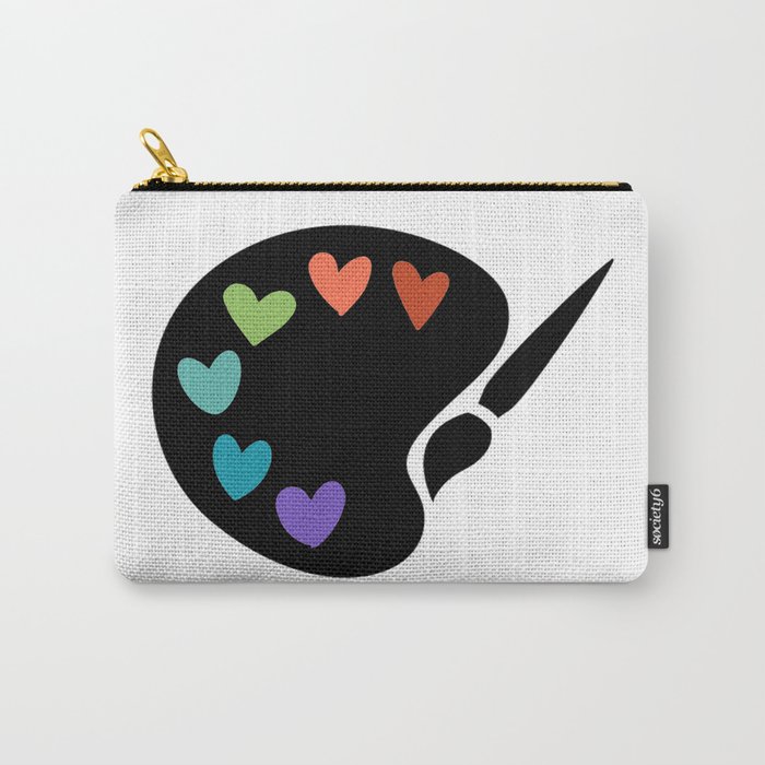 Paint Palette Hearts- Black on White Carry-All Pouch