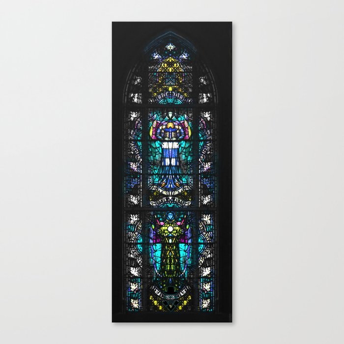 Castle in Malbork stained glass window in the_church rorschach Canvas Print