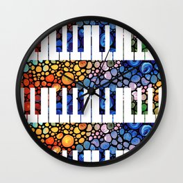 Whimsical Mosaic Music Art - Colorful Piano Wall Clock | Mosaic, Colorfulpianoart, Musicalnote, Primarycolors, Music, Pianokeys, Composer, Jeweltones, Blue, Jazz 