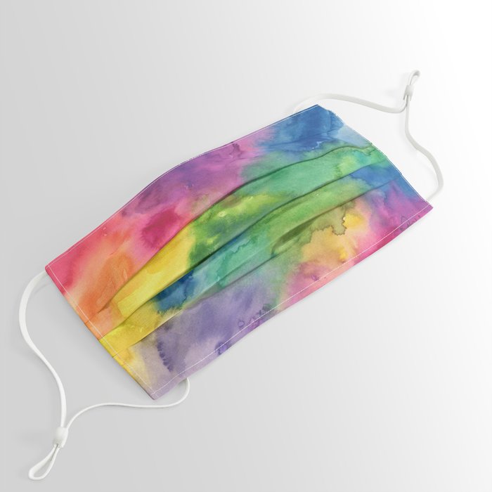 Bright Rainbow Watercolor Abstract Face Mask