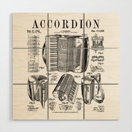 Accordion Player Accordionist Instrument Vintage Patent Wood Wall Art