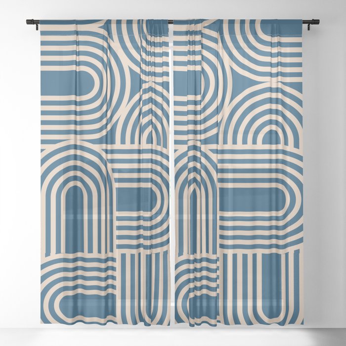 Abstraction_WAVE_GRAPHIC_VISUAL_ART_Minimalism_001 Sheer Curtain