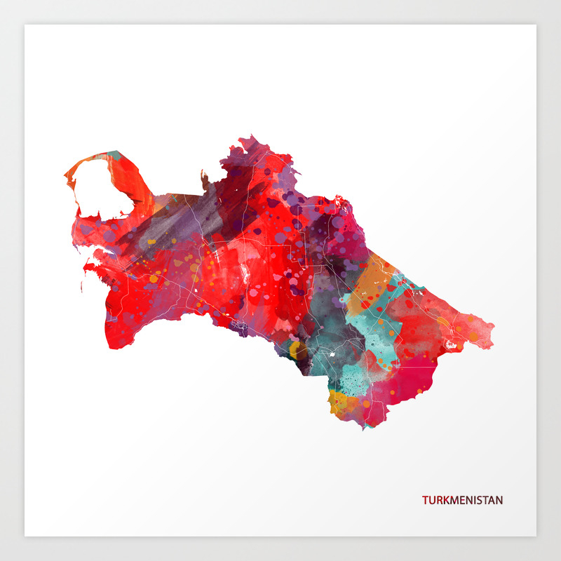 Turkmenistan Map Square 1 Art Print By Mapsfactory Society6