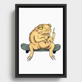 Skater Frog - colour Framed Canvas