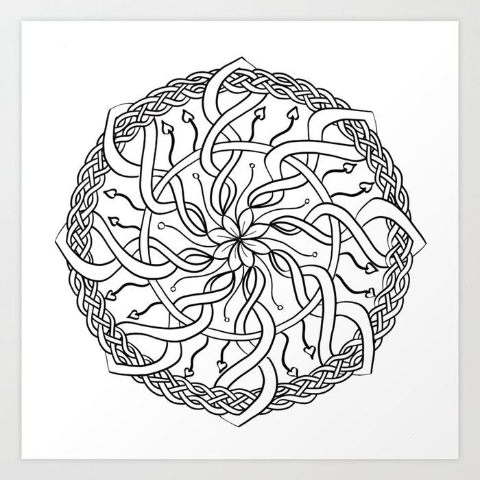 Celtic Knot Mandala Black and White Art Print by lozsart | Society6