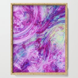 Pink and Magenta Liquid Splash Neon Swirl Abstract Artwork Serving Tray