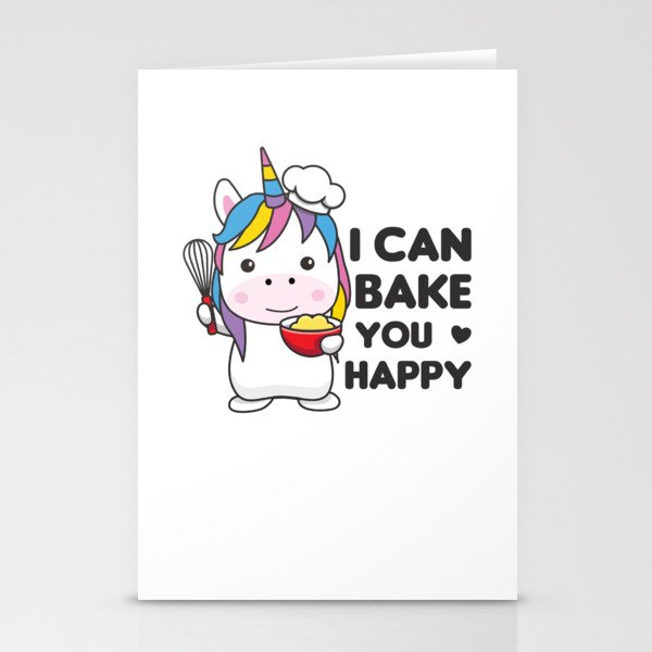 I Can Bake You Happy Sweet Unicorn Bakes Stationery Cards
