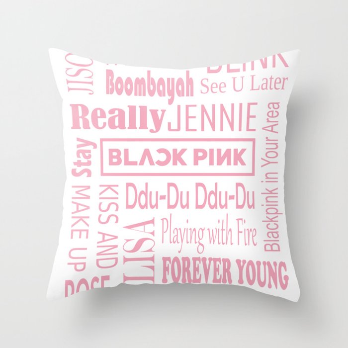 Black pink collage Throw Pillow