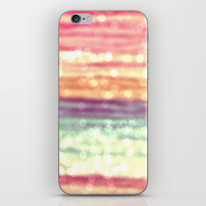 Whimsical Pastel Bokeh Stripes iPhone Skin