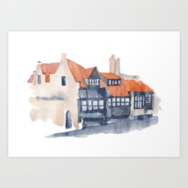 Medieval houses of Bruges, Belgium. Art Print